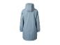 Imperméable bleu avec capuche, vue de dos.