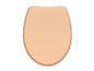 Un siège de toilette beige.