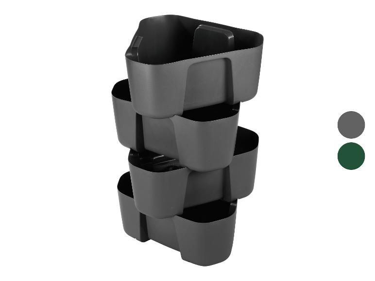 Jardinières empilables en gris foncé et vert foncé.