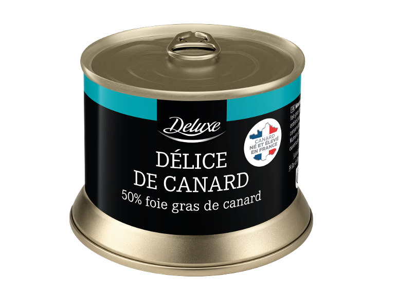 Délice de canard avec 50% de foie gras, né et élevé en France.
