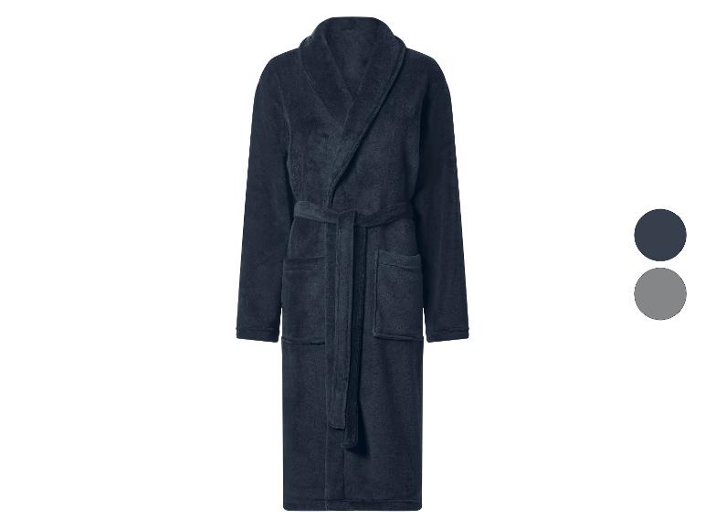 Peignoir en microfibre bleu marine avec ceinture et poches