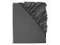 Drap-housse et drap plat gris foncé.