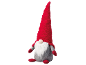 Gnome décoratif de Noël avec un chapeau rouge, une barbe blanche et un corps gris.