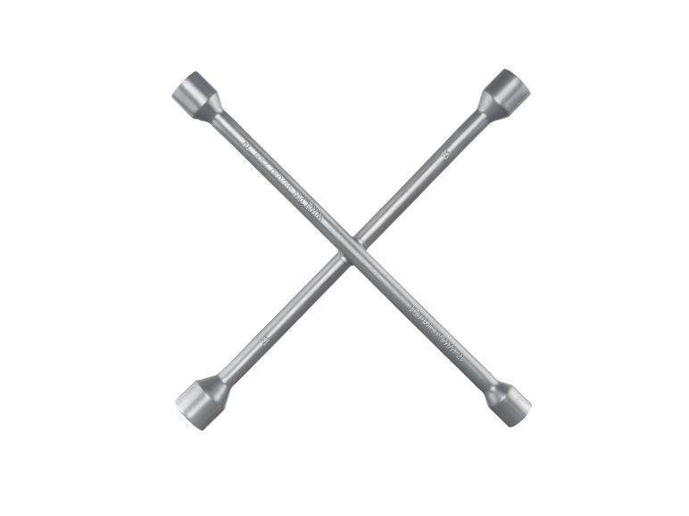 Clé en croix pour roues avec tailles 17, 19, 21 et 23 mm.