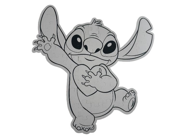 Un puzzle gris de Stitch de Disney, tenant un cœur.