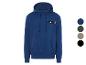 Un sweat à capuche bleu avec un petit logo