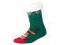 Chaussette de Noël verte avec revers blanc moelleux et motif de renne
