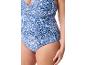 Maillot de bain une pièce, motif paisley bleu et blanc.