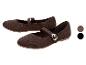 Ballerines marron avec bride à boucle, disponibles en marron et noir.