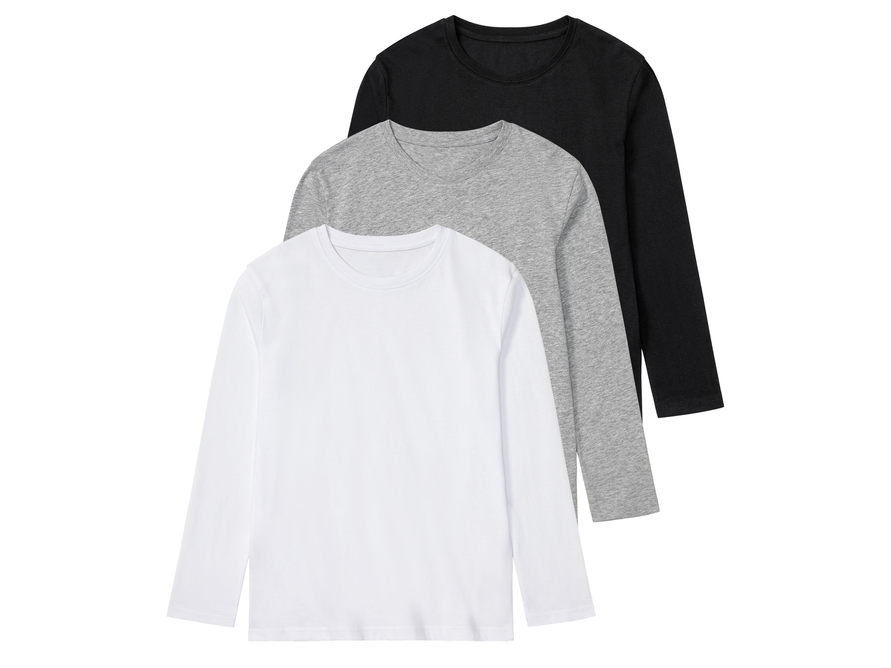 pepperts!® Lot de 3 t-shirts manches longues garçon (Noir, blanc et gris)