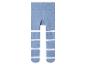 Leggings bébé bleu clair avec des rayures blanches et des points antidérapants.