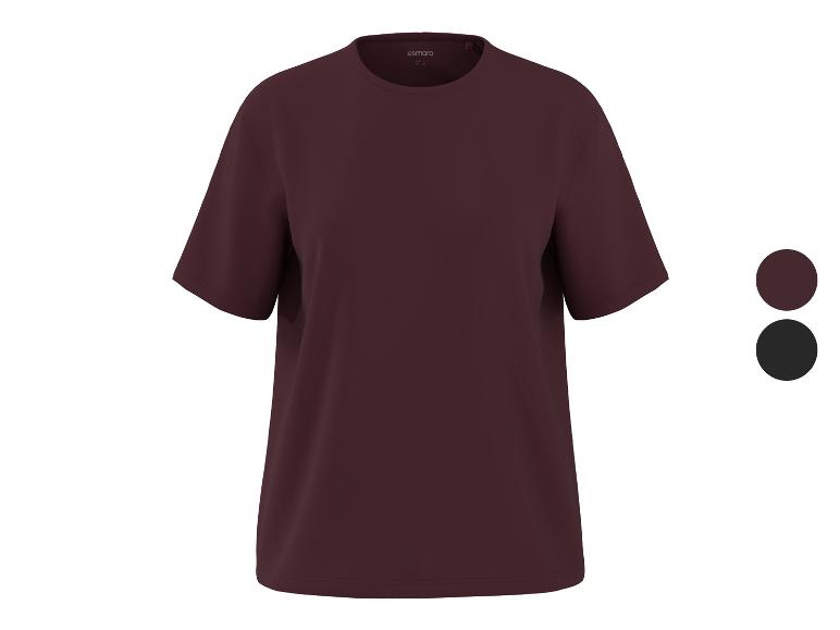 T-shirt bordeaux à manches courtes, avec des échantillons de couleur bordeaux et noir à côté.