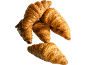 Croissants dorés et croustillants avec 24% de beurre, disposés sur fond noir.