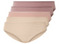 Quatre paires de sous-vêtements pour femmes en beige, rose et violet.