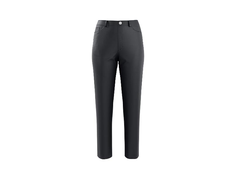 Pantalon noir taille haute pour femme à jambes droites.
