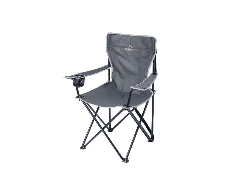 Chaise de camping pliante grise CRIVIT avec porte-gobelet