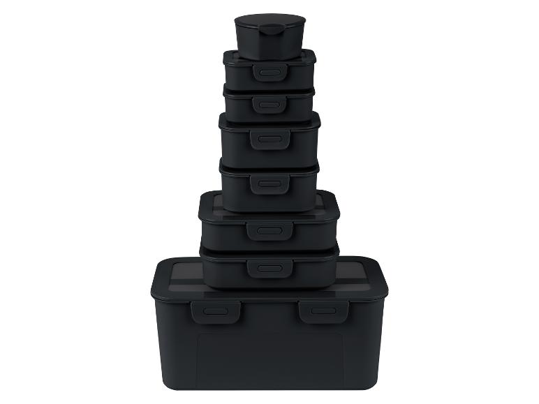 Un ensemble de boîtes de rangement noires.