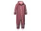 Combinaison imperméable rose pour enfant avec détails réfléchissants.