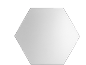 Un miroir hexagonal mesurant environ 21 cm de large et 18 cm de haut.