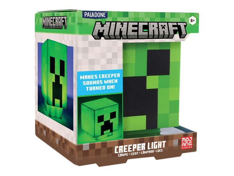 Boîte de lampe Minecraft Creeper qui émet des sons à l'allumage.