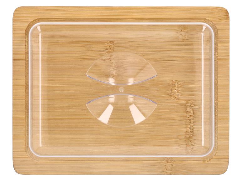 Planche rectangulaire en bambou avec couvercle en plastique transparent