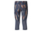 Un legging de sport bleu avec un motif abstrait.