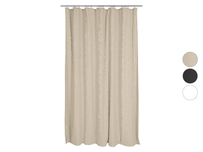 Rideau de douche beige avec motif texturé et trois options de couleur