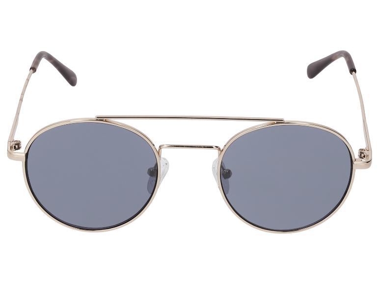Lunettes de soleil rondes avec monture dorée et verres gris