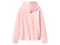 Un sweat à capuche rose clair vu de dos.