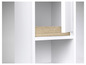 Bibliothèque blanche avec une étagère en bois.