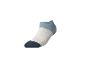 Chaussette basse en bleu, blanc et bleu foncé.