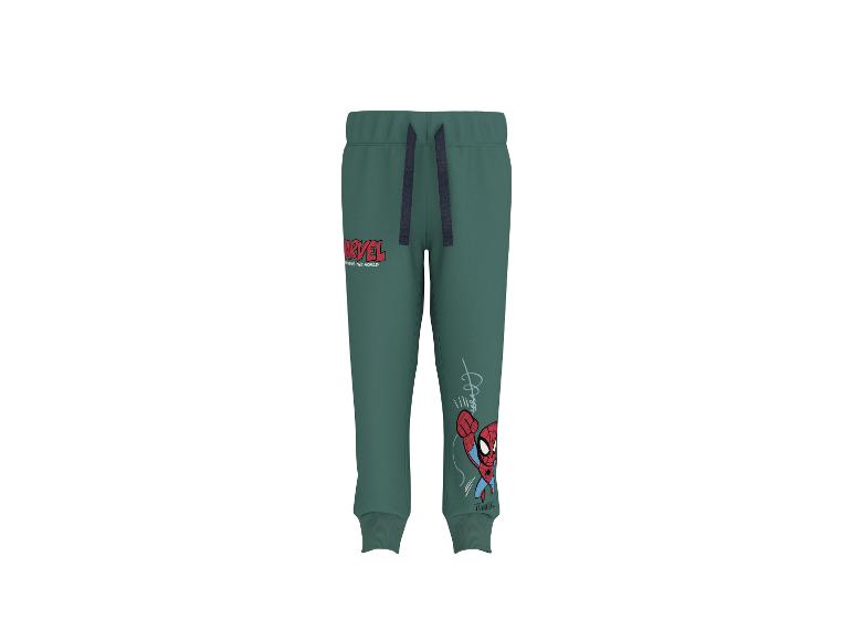 Pantalon de jogging vert avec imprimé Marvel et Spider-Man.