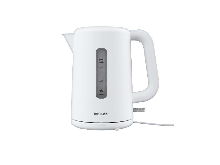 Une bouilloire blanche Silvercrest d'une capacité de 1,7 litre.