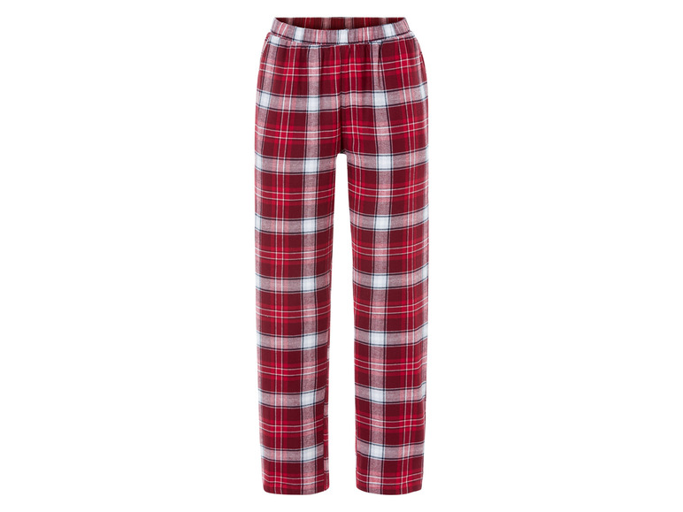 Pantalon de pyjama à carreaux rouges.