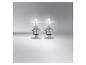 Deux ampoules de phare de voiture allumées sur fond gris