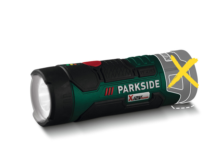 Une lampe torche LED verte Parkside X12V Team