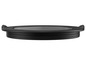 Un couvercle noir avec un insert en verre pour une casserole.