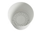 Pot de fleurs blanc avec trous de drainage.