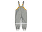 Salopette imperméable grise avec des détails jaunes pour enfants.