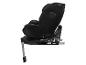 Siège auto noir pour enfant avec protection latérale et base ISOFIX, vue latérale.