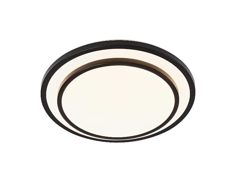 Plafonnier rond noir avec deux anneaux lumineux