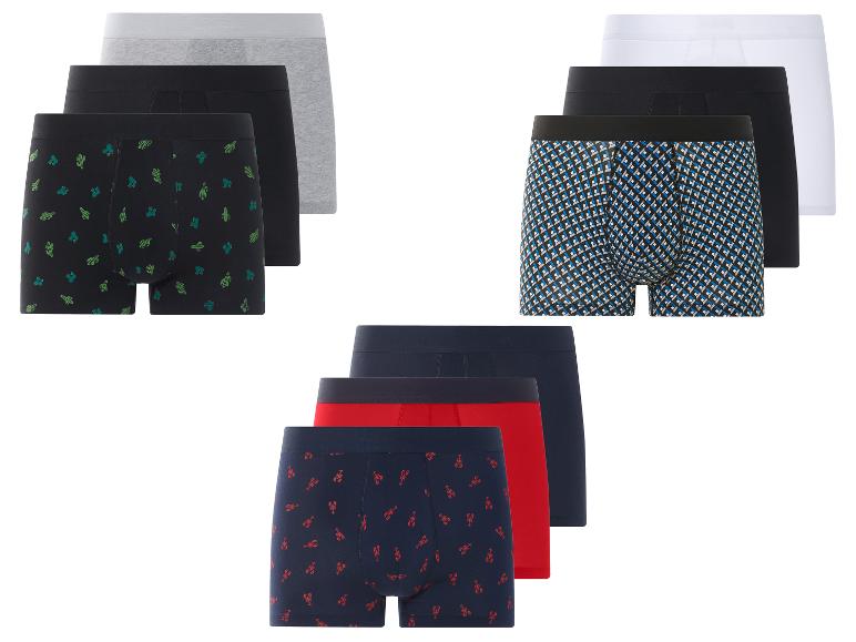 Lots de caleçons : imprimés cactus, géométrique et homard.