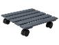 Plateau en bois gris sur roulettes.