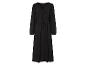 Une robe midi noire à manches longues et un nœud à la taille.