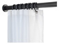 Rideau de douche blanc avec une barre et des crochets noirs