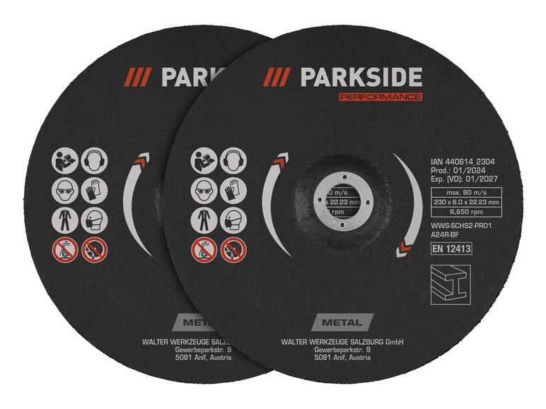 Deux disques de coupe Parkside Performance pour le métal.