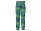 Pantalon de pyjama enfant vert avec motifs dinosaures et feuilles.