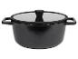 Une casserole noire avec un couvercle