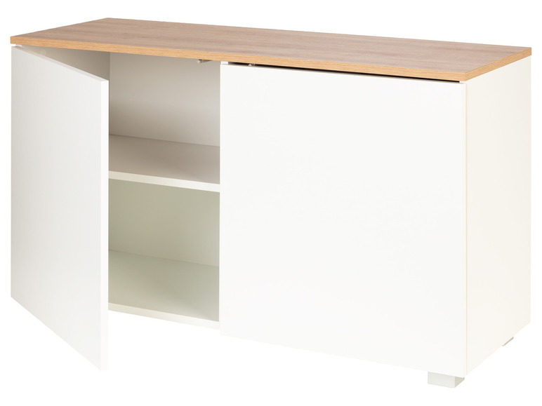 Buffet 2 portes Madrid, 113 x 67 x 40 cm, imitation chêne/blanc