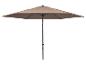 Parasol de jardin beige avec mât central et baleines en métal.
